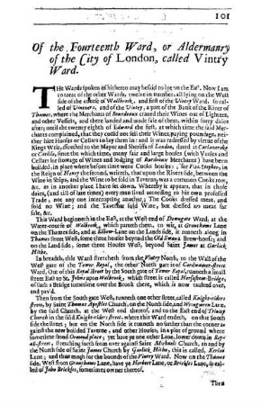 Of the Fourteenth Ward, or Aldermanry of the City of London, called Vintry Ward