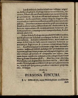 Cap. I. de Persona Epicuri.