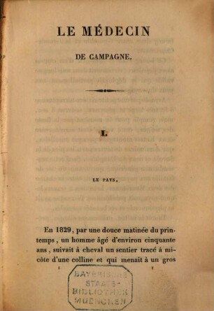 Le médecin de campagne, 1