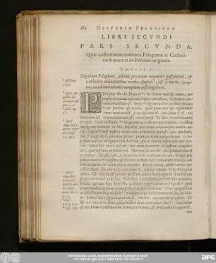 Pars Secunda. Quae collationem continet Pelagianae & Catholicae sententiae de Peccato originali.
