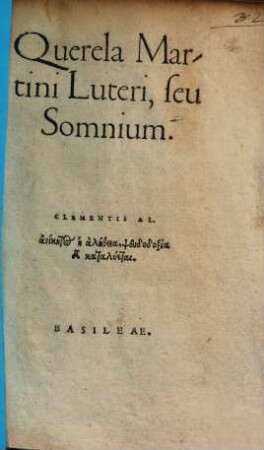 Querela M. Lutheri sive somnium