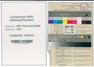 Entnazifizierung Heinrich Fassbinder , geb. 30.11.1898 (Steiger)