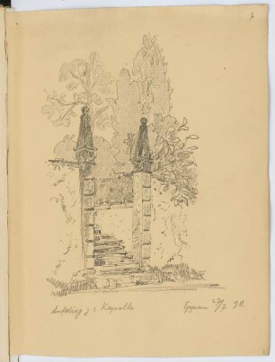 Aufstieg zur Kapelle, Eppan (St. Michael): Treppenpfeiler (aus: Skizzen- und Fotoalbum 14)