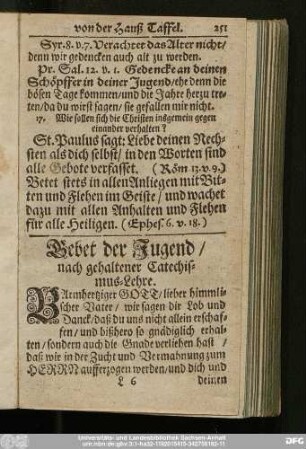 Gebet der Jugend, nach gehaltener Catechismus-Lehre.