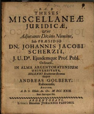 Theses Miscellaneae Juridicae
