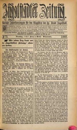 Ingolstädter Zeitung. 1889,4/6 = Jg. 18