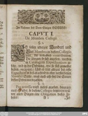 Caput I. De Membris Collegii.