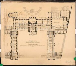 Prinzliches Palais, Berlin Schinkelwettbewerb 1901: Grundriss 1.Obergeschoss 1:200