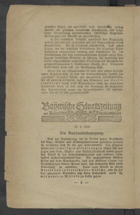 Bayerische Staatszeitung 10.9.1919