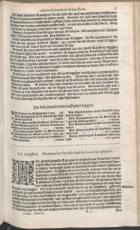 XI Hooftstuck. Hoemen het Stockholmsche Liedt sal opseylen.