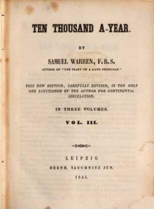 Ten thousand a - year : in 3 volumes, 3