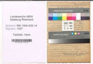Entnazifizierung Hans Cantzler , geb. 11.03.1904 (Schiffsfuehrer)