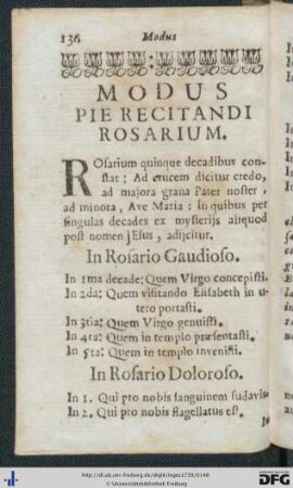 Modus Pie Recitandi Rosarium.