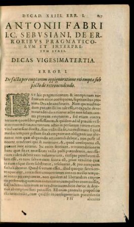 Antonii Fabri ... Decas Vicesimatertia.