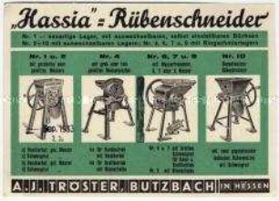 Werbekarte über Rübenschneider