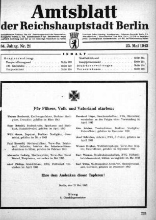 1943,21: Nr. 21, 25. Mai 1943