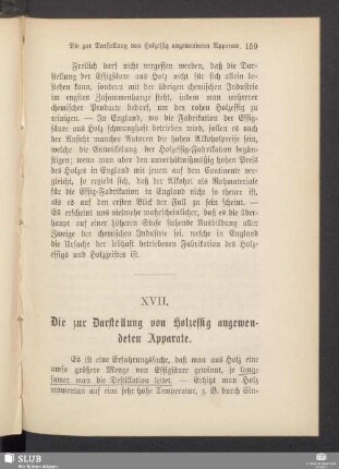 XVII. Die zur Darstellung von Holzessig angewendeten Apparate