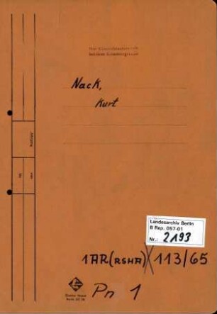 Personenheft Kurt Nack (*23.04.1893), Polzeiinspektor