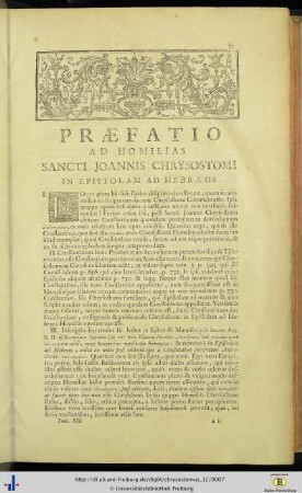 Praefatio ad homilias Chrysostomi.