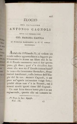 Elogio del Cavaliere Antonio Cagnoli
