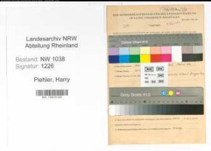 Entnazifizierung Harry Piehler , geb. 09.03.1906 (Polizist)