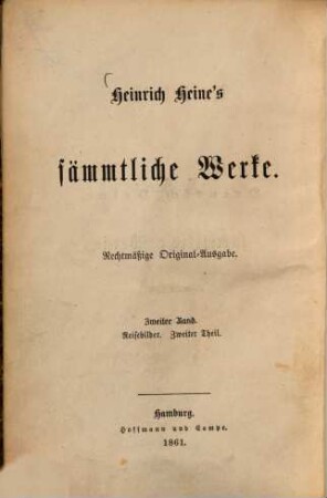 Heinrich Heine's sämmtliche Werke, 2.. Reisebilder, Th. 2