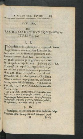 Tit. XII. De Sacris Ordinibus Equestribus