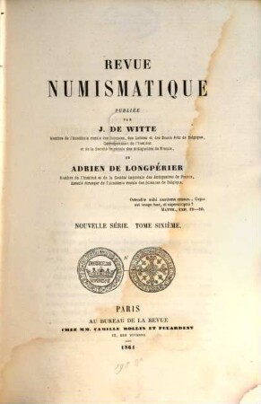 Revue numismatique : RN. 6. 1861