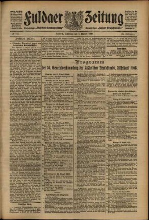 Dritte Ausgabe vom Samstag, den 01. August 1908.