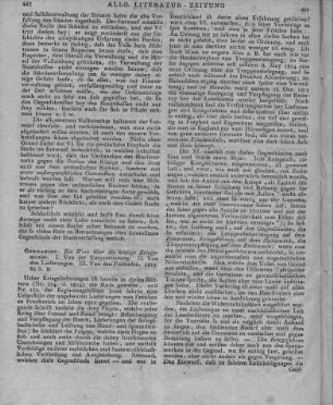 Ein Wort über die heutige Kriegsmanier. 1. Von der Einquartierung. 2. Von Lieferungen. 3. Von Frohnden. Germanien: 1815