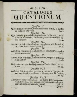 Catalogus Quæstionum.