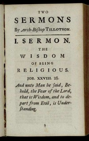 Two Sermons : I. Sermon The Wisdom Of Being Religious