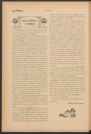 Notas científicas y económicas