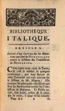 Bibliothèque italique ou histoire littéraire de l'Italie. 11. 1731 = Mai - Aug.