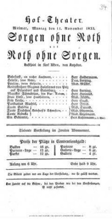 Sorgen ohne Noth und Noth ohne Sorgen