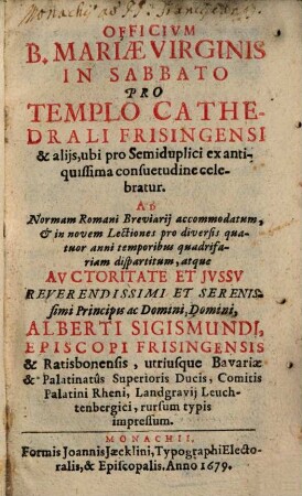 Officium Beatae Mariae Virginis in Sabbato ...