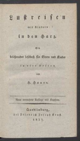 H. 3: Lustreisen mit Kindern in den Harz