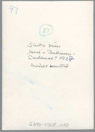 Studie Heros vom Beethoven-Denkmal, Entwurf III, 1926/27, Gips