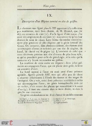 IX.Description d’un Rhyton terminé en tête de griffon