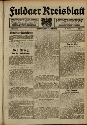 Ausgabe vom Sonntag, den 18. Oktober 1914.