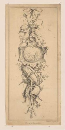 Trophäe (Second livre de differentes trophées, Charpentier, Huquier, Taf. B 6)