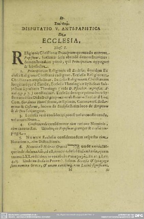 Disputatio V. Anti-Papistica De Ecclesia
