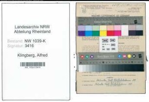 Entnazifizierung Alfred Klingberg , geb. 07.04.1886 (Betriebsleiter)