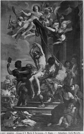 Martyrium des heiligen Blasius mit Vision der Apotheose des heiligen Sebastian