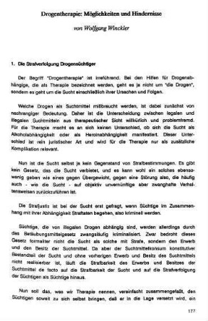177-184, Drogentherapie: Möglichkeiten und Hindernisse