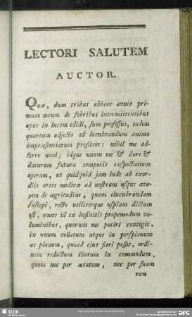 Lectori Salutem Auctor