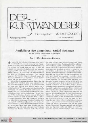 11/12: Ausstellung der Sammlung Schloß Rohoncz : in der Neuen Pinakothek in München