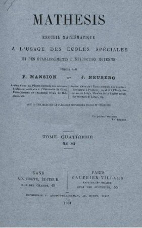 TOME QUARTIÈME. MAI 1884.