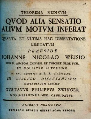Theorema Medicvm, Qvod Alia Sensatio Alium Motvm Inferat, 4