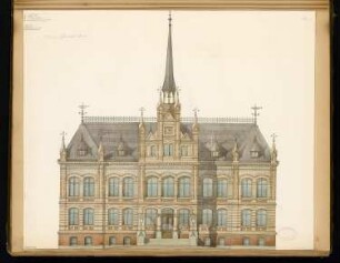 Rathaus, Calau Monatskonkurrenz März 1879: Aufriss Vorderansicht